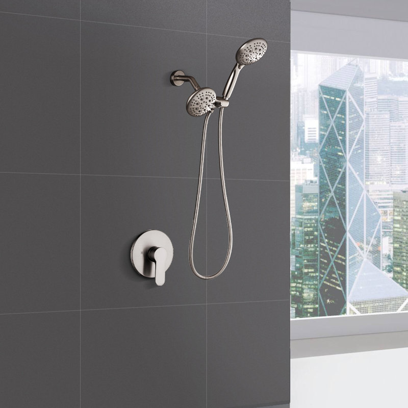 Rainlex Brushed Nickel Multi Function Dual Shower Head 3way Rainfall